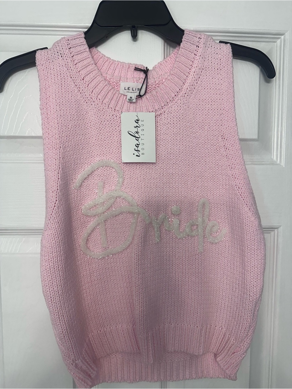 Le Lis Pink Sleeveless 'Bride' Knit Tank with Glitter Script